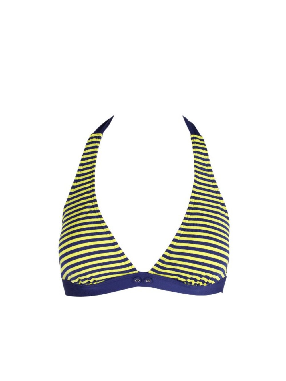 Splendid Malibu Stripe Halter Bikini Swimsuit Top Navy Lime Yellow SP5532 NWT